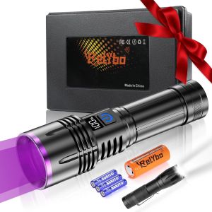 DOOL-Lampe Torche Uv Rechargeable 365Nm,Lumiere Noire Lampe Uv,Lumière Noire Lampe Ultraviolet,Black Light Lampe De Wood,30W Lampe De Poche Uv Pour Détecteur D'Urine De Chien Chat,Scorpion - Neuf