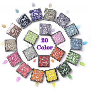20 Tampons Encreurs De Couleur Ensemble Tampon Encreur D'empreintes Digitales Pour La Fabrication De Cartes,Tampon,Papier,Tissu - Neuf