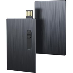 32Go Clé USB Style Carte de Crédit Mémoire Flash Drive Haute Vitesse Pendrive Métal U Disk Noir USB Stick 2.0 Fantaisie Thumb Drive Externe Stockage pour Ordinateur Tablette PC - Neuf