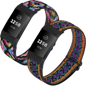 Lot De 2 Bracelets De Montre &Eacute;lastiques R&eacute;glables Compatibles Avec Charge 2, Bracelet De Rechange Extensible En Nylon Doux Et Respirant Pour Homme Et Femme - Neuf