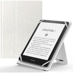 ?tui Universel pour 6"" 6.8"" 7"" Kindle eReaders Fire Tablette - Kindle/Voyaga/Lenovo/Sony Kindle E-Book E-Reader Tablette, Coque en PU avec Support R&iquest;&iquest;glable et Dragonne, Blanc Scintillant - Neuf