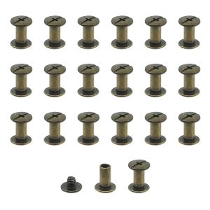 Lot de 20 vis Chicago M5x10mm Chicago Vis de reliure Chicago Rivet à clous en métal Vis Chicago à tête cruciforme pour ceinture en cuir Bricolage Livre de scrapbooking-couleur bronze - Neuf