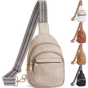 KALANKA-Sac BandoulièRe Femme, Sac de Poitrine Sac Banane Femme Chic Pochette BandoulièRe Sacoche Bandouliere Sling Bag Crossbody Bag Pu Cuir pour Sports de Plein Air Voyage(Gris) - Neuf