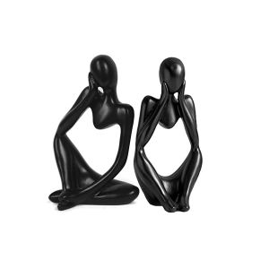 Lot de 2 statues abstraites en r&eacute;sine, sculptures de collection, d&eacute;coration int&eacute;rieure - Neuf