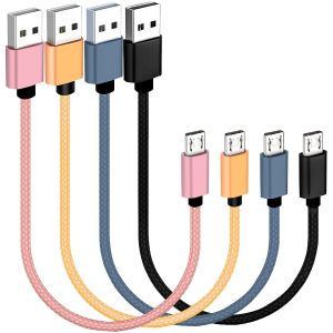 JGD-20cm court c&acirc;ble Micro USB pack de 4, USB 2.0 a vers micro B nylon tress&eacute; c&acirc;ble de charge haute vitesse, compatible avec les t&eacute;l&eacute;phones Android, alimentation mobile, TV Stick et tablettes - Neuf