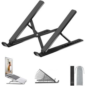 KALANKA-Support Ordinateur Portable, Support PC Portable Ventilé en Aluminium Réglable, Refroidisseur Ergonomique Compatible avec MacBook Air, HP, Dell, 10-17.3¿¿ (Noir2) - Neuf