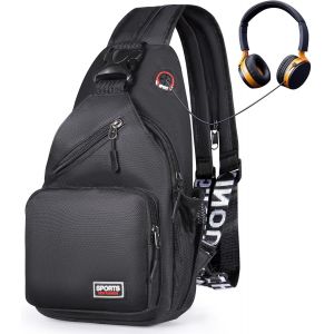 Rfcbc-Crossbody Sling Bag For Men & Women, 2-1 Small Backpack Convertible Cross Body Shoulder Bag Waterproof Chest Bag Casual Daypack For Hiking, Cycling, Travel - Neuf