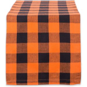 Eryi-Buffalo Check Collection Chemin De Table Rustique Classique, 35,6 X 182,9 Cm, Orange Et Noir - Neuf