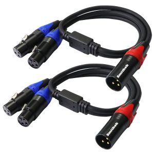 BLAZEFLUX-Cable XLR Y 1 male vers 2 femelles, 3 pins, splitter audio equilibre pour micro stereo vers pistes L/R (30cm) - Neuf
