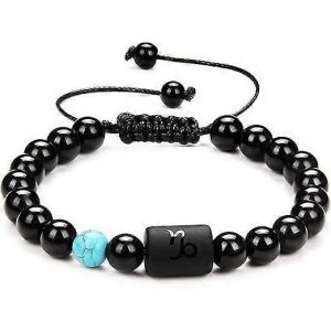 Bracelet,Bracelet En Obsidienne Noire De Gu&eacute;rison Naturelle Pour Hommes Femmes Couple Amis,8mm R&eacute;glable Constellation Pierres Pr&eacute;cieuses Agate - Neuf
