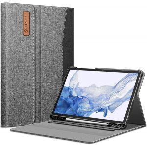 Ersan-Coque Pour Samsung Galaxy Tab S8 11 2022 / Galaxy Tab S7 11 2020 - [Rangement De Stylet] Housse Multi-Positions Etui Avec Poche Avant Fermeture Magnétique, Denim Gris - Neuf