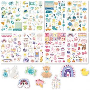 Lot De 4 215 Autocollants Pour Albums Photo Pour Enfants Et Bébés - 8 Feuilles Din A4 - Autocollants De Scrapbooking À Personnaliser, Autocollants De Scrapbooking Pour Bébé (Multicolore) - Neuf
