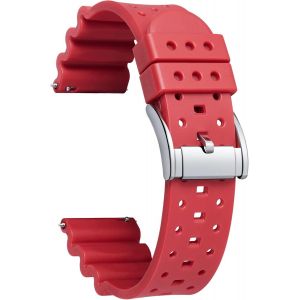 Bracelet De Montre En Silicone Sportif Bracelet Montre En Caoutchouc À Dégagement Rapide Pour Homme/Femme (Rouge,20mm) - Neuf