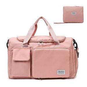 Sac de voyage pliable 35 L, grand sac de week-end, sac de nuit, sac de vacances, sac de sport étanche pour hommes et femmes - Rose - Neuf