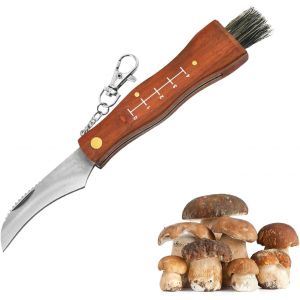 Couteau À Champignons,Couteau À Champignons Avec Brosse,Pliant D'extérieur Avec Manche En Bois,Cadeau Pour Homme,Fête Des Pères,Papa,Noël - Neuf