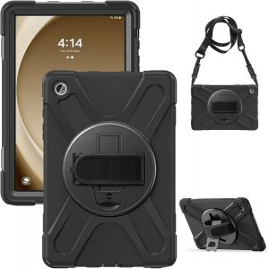 Coque Antichoc Pour Samsung Galaxy Tab A9 Plus 11"" 2023, &Eacute;tui Armure Robuste Avec Support Rotatif, Dragonne Et Bandouli&egrave;re, Porte-Stylo, Housse Pour Galaxy Tab A9+ Plus Sm-X210/X216/X218, Noir - Neuf