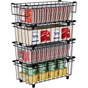 ASFASFq-4 Pièces Paniers panier de Congelateur Coffre Rangement Congelateur Coffre Empilable Congélateurs Avec Poignée Noir (36.5x18x15cm) - Neuf