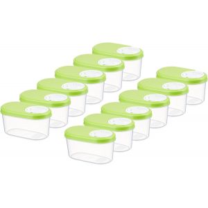 Tianyi-Lot De 12 Boîtes De Conservation Vertes De 0,14 L Avec Couvercle Hermétique, Pour Épices Et Aliments, Boîtes De Conservation Avec Couvercle, Boîte De Rangement Avec Fonction Verseur - Neuf