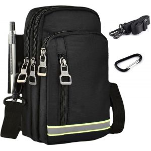 CAUC-Sacoche Bandouli&egrave;re Ceinture Homme en Tissu Oxford pour T&eacute;l&eacute;phone - Mini Sac Bag Portable pour Voyage &agrave; Pochettes Petit Pochette Banane en T&eacute;l&eacute;phone Poche Holster Molle Portefeuille &Eacute;t - Neuf
