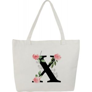 Sjzg-Tote Bag Personnalis&eacute;, 100% Toile De Coton, Sac Tissus Avec Pr&eacute;nom, Imprim&eacute; De A &Agrave; Z, Doubl&eacute;, Cadeau Personnalis&eacute; Maitresse - Neuf