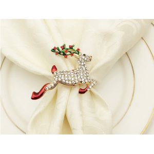 Ronds de serviette de No&euml;l en forme de cerf dor&eacute;, lot de 4, pour la d&eacute;coration de table - Neuf