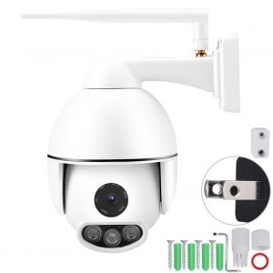 Camera dome PTZ HD 1080P 2MP avec zoom 4X/16X, vision nocturne infrarouge, etanche IP66 (4X US 100-240 V) - Neuf