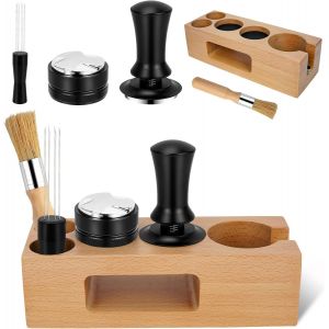 51Mm Espresso Tamper Set Avec Station Tamper, Tamper À Café Avec Distributeur, Tapis De Tamper, Aiguilles Pour Agitateur De Café Espresso, Brosse De Nettoyage, Pour Accessoires Barista - Neuf