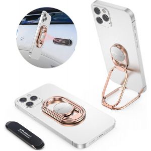 Anneau de Support pour t&eacute;l&eacute;phone Portable - Rotation &agrave; 360&deg; - Ultra Fin - Pliable - Compatible avec iPhone, iPad, Smartphones, (avec Support magn&eacute;tique Universel pour Voiture)-Creux Or Rose - Neuf