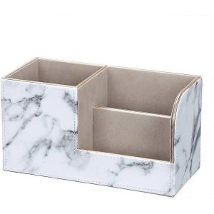 Nouveau porte-crayons appropri&eacute; (bordure dor&eacute;e et marbre blanc) - Neuf