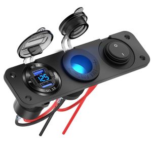 Ongi-Prise Usb 12v Accessoires Pour Bateaux Prise Pour Panneau De Commutation,Pd3.0 Et Deux Ports Usb Qc3.0 Chargeur De Voiture En Aluminium,Prise Allume-Cigarette 150w Éclairée Et Interrupteur À Bas - Neuf