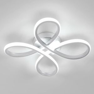 Modern Led Ceiling Light, 30 W Creative Petal Design Ceiling Light, Silver Aluminium Interior Chandelier For Living Room, Bathroom, Bedroom, Kitchen, Cool White 6500K, 30 Cm - Neuf