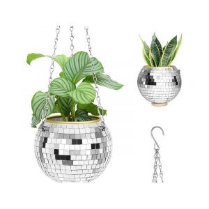 Lot de 2 jardinières suspendues de 15 cm avec boule à facettes pour l'intérieur et l'extérieur - Neuf