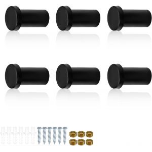 Senior-Pat&egrave;re Noire Rond, 6 Pi&egrave;ces Pat&egrave;res En Acier Inoxydable, Patere Salle De Bain, Crochets &Agrave; Serviettes Perc&eacute;s, Adapt&eacute;s &Agrave; La Cuisine, &Agrave; La Salle De Bain 0Xbit[L2295] - Neuf