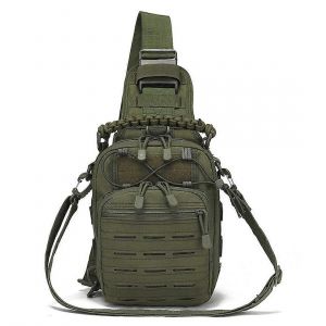 Sac Bandoulière Tactique, Sac À Dos Militaire, Sac De Poitrine, Messager, Sac À Dos Molle, Sac De Sport, Sac De Randonnée, Sac À Dos Pour Hommes Et Femmes (Vert Militaire) - Neuf