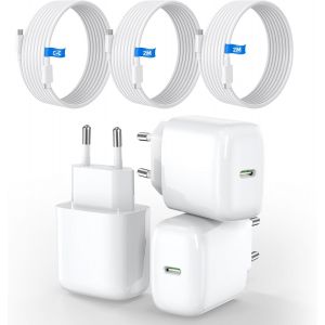LORANKA-25W Chargeur USB C, Adaptateur Con&ccedil;u pour Apple, Prise USB C Rapide Compatible avec iPhone 17/16/15/14/13/12 Plus Pro Max Mini, Air-Pods iPad, Samsung Galaxy S25/24/23,Version am&eacute;lior&eacute;e,3Pack - Neuf