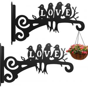 Mevronisshop-Support De Panier Suspendu &Agrave; Montage Mural, 2 Pi&egrave;ces Support Crochet Plante, Cochets Muraux En Fer Pour Plantes, Pots De Fleurs, D&eacute;coration De Jardin Et Balcon (Love) - Neuf