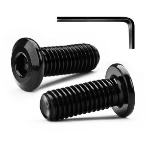 CHECARZHN--NO1-M6 X 20Mm 10Pcs Tête Plate Vis D'Assemblage À Six Pans Creux, Vis À Tête Plate, Acier Inoxydable A2 V2A, Boulons De Meubles, Filetage Complet, Oxyde Noir (Avec Clé Hexagonale) - Neuf