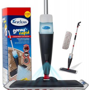 KALANKA-Balais Serpillère Vaporisateur en Aluminium avec Chiffon en Microfibre ¿ Super Léger - Mop Spray Pulvérisateur pour Maison, la Cuisine, Le Bois Dur, Le Stratifié, Le Bois, la Céramique - Neuf