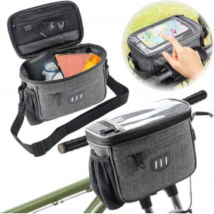 Kalanka-Sacoche Guidon Panier Velo 5l Sac Avant Sacoches De Guidon Vélo Multifonctionnel Écran Tactile Étanche À L'avant Avec Motifs Réfléchissants Pour Vélo De Route Vtt Electrique - Neuf