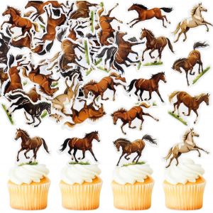 Eryi-40pcs Comestibles Décorations Les Chevaux Décorations De Gâteaux Animaux Décorations De Gâteaux Douches Pour Enfants Fêtes D`Anniversaire Articles Sélectionnés - Neuf