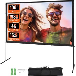 Écran De Projection Sur Pied Portable 100 Pouces 16:9 Hd Toile De Projection Double Face Anti-Plis Grand Angle De Vision Avec Sac De Rangement Pour Vidéoprojecteurs Cinéma Maison Et En Plein Air - Neuf
