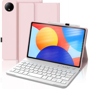Coque Clavier Pour Redmi Pad Se 8.7'' 2024, Azerty Fran&ccedil;ais Clavier Magn&eacute;tique Bluetooth Sans Fil Etui Housse Avec Pen Holder Pour Redmi Pad Se 8.7 Pouces,Rosa[Z1691] - Neuf