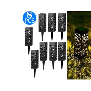 Lot De 8 Lampes Solaires Led De Jardin, Blanc Chaud, Design Ajour&eacute; - Neuf