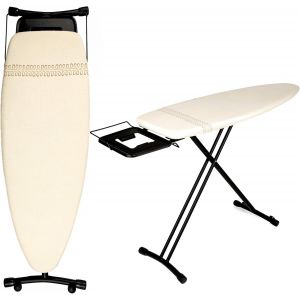MEVRONISSHOP-StarBigVIP 130x47 cm Table &agrave; Repasser Professionnelle pour Centrale Vapeur &iquest; Extra Large, Pliable, Stable et Robuste &iquest; Hauteur R&eacute;glable avec roulettes &iquest; Fabriqu&eacute;e en Europe - Neuf