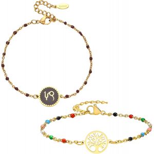 Eryi-2 Bracelets: Zodiaque Et Arbre De Vie, Parure Bijoux Femme En Acier Inoxydable, Multicolore - Idée Cadeau - Neuf