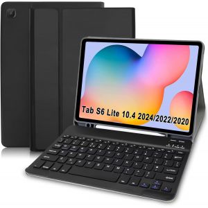 Étui Pour Samsung Galaxy Tab S6 Lite Avec Clavier Bluetooth Uk ¿ Étui Pour Samsung Tab S6 Lite 10,4"" 2024/2022/2020,Noir - Neuf