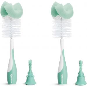 2-In-1 Sponge & Baby Bottle Brushes For Cleaning|Bottle Cleaner Brush & Water Bottle Brush Set|Soft & Reusable With Built In Teat Brush|Dishwasher Safe|2 Pack|Sage - Neuf