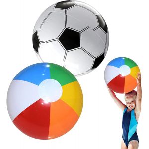 KAL-Lot De 2 Ballons De Plage Gonflables De 40 Cm Avec Valve De S&eacute;curit&eacute;, Pour Piscine, Plage, Piscine - Neuf