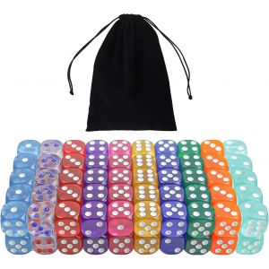 Sansh-Jeu De Dés À 6 Faces En Acrylique De 16mm Pour Jeux De Société, Jeux De Dés, Jeux De Mathématiques, Avec Sac En Velours Gratuit, 10 Couleurs... (Colorato Trasparente) - Neuf