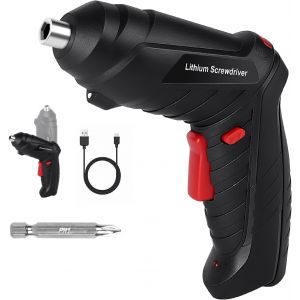 Perceuse Visseuse Sans Fil 3.6Nm, Visseuse Devisseuse 1300mAh 3.6V + 26 Accessoires, 2 Sens Rotation + Lampe LED, C&acirc;ble Charge USB, Id&eacute;al pour Artisans, Installation de Meubles et Jouets - Neuf